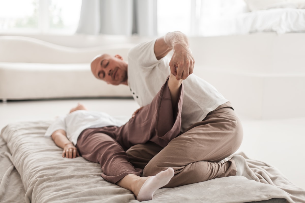 Stretching övning för flexibilitet